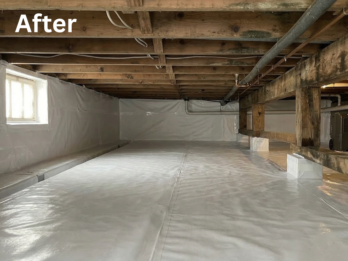 Crawl space waterproofing after